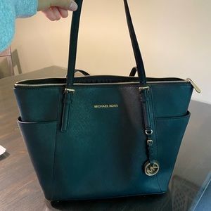 Black Michael Kors medium size zip up tote